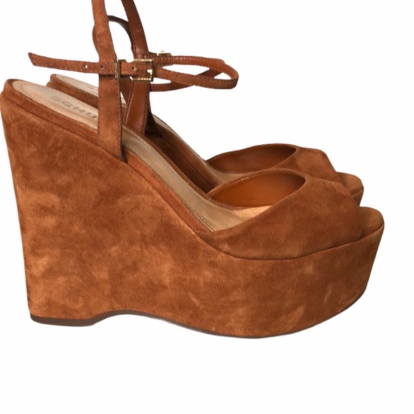 SCHUTZ Shoes - Schutz Suede Peep Toe Platform Wedge